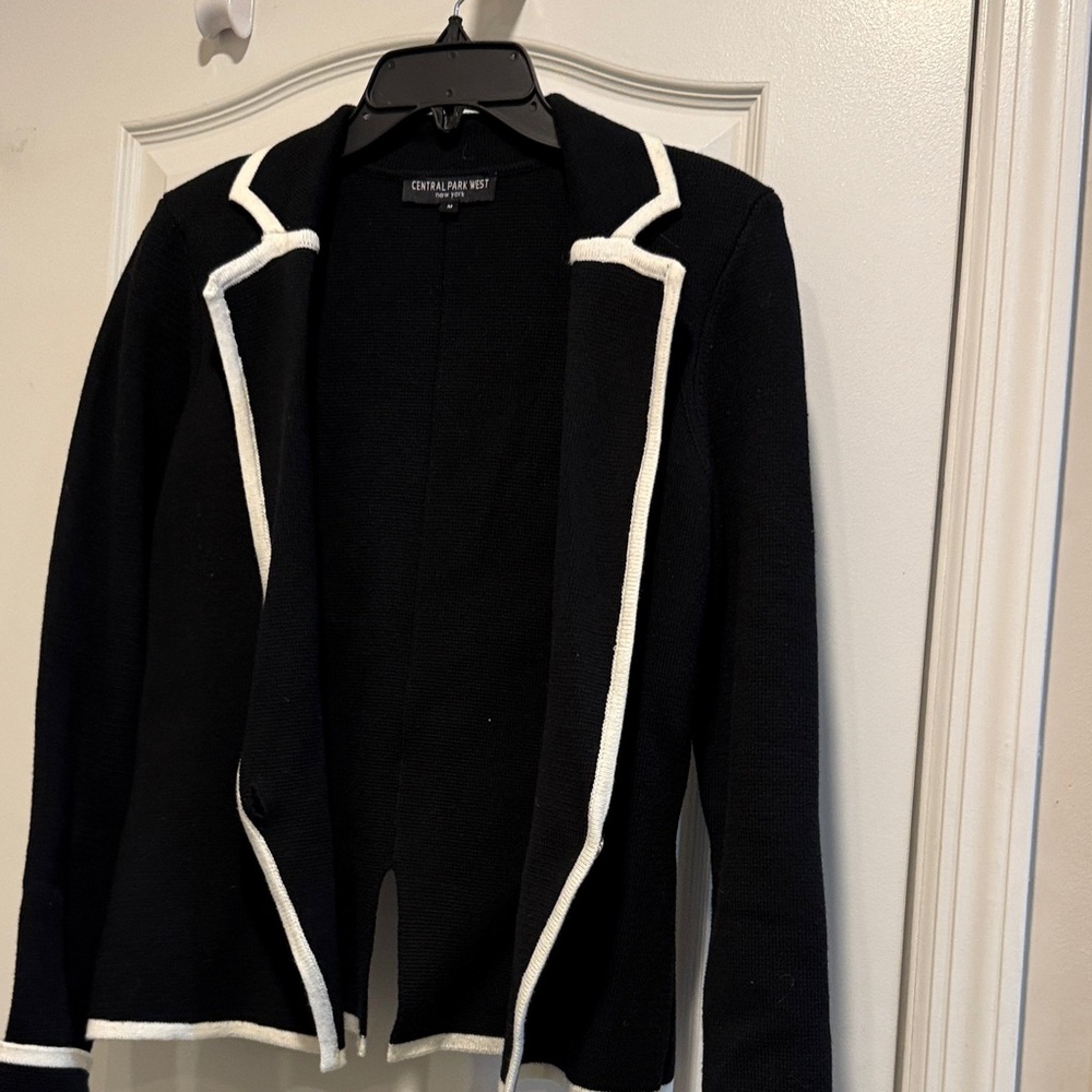 Central Park West Women's Black Blazer with White Trim